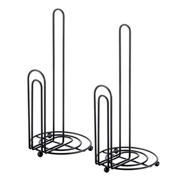 Home Basics Minimalist Wire Paper Towel Holder Dispenser Stand Black Set of 2 . - Picture 2 of 12